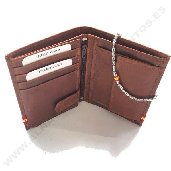 PACK CARTERA PIEL ESPAÑA Y PULSERA EN ACERO