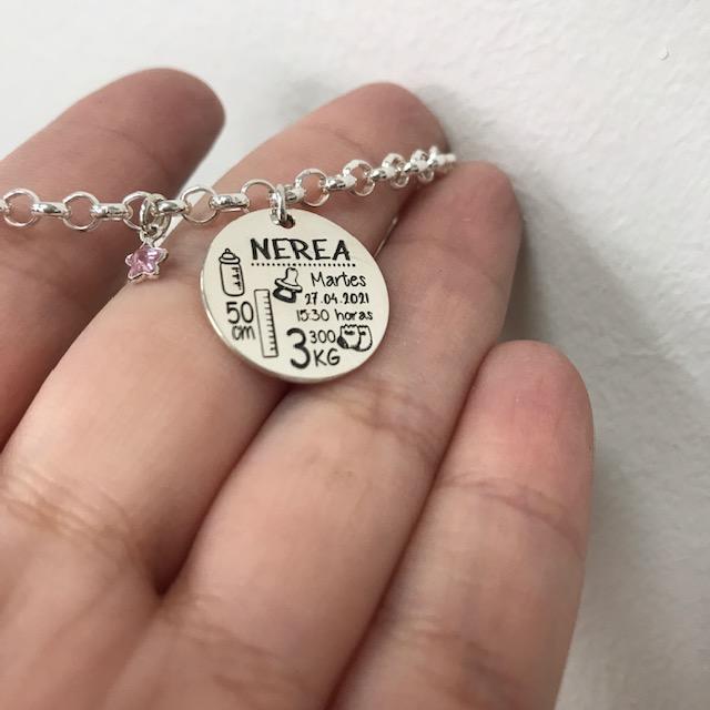 Pulsera Personalizada Natalicio en Plata