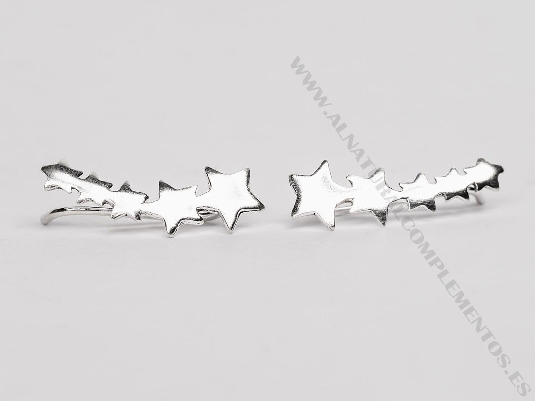 Pendientes trepadores de plata estrellas